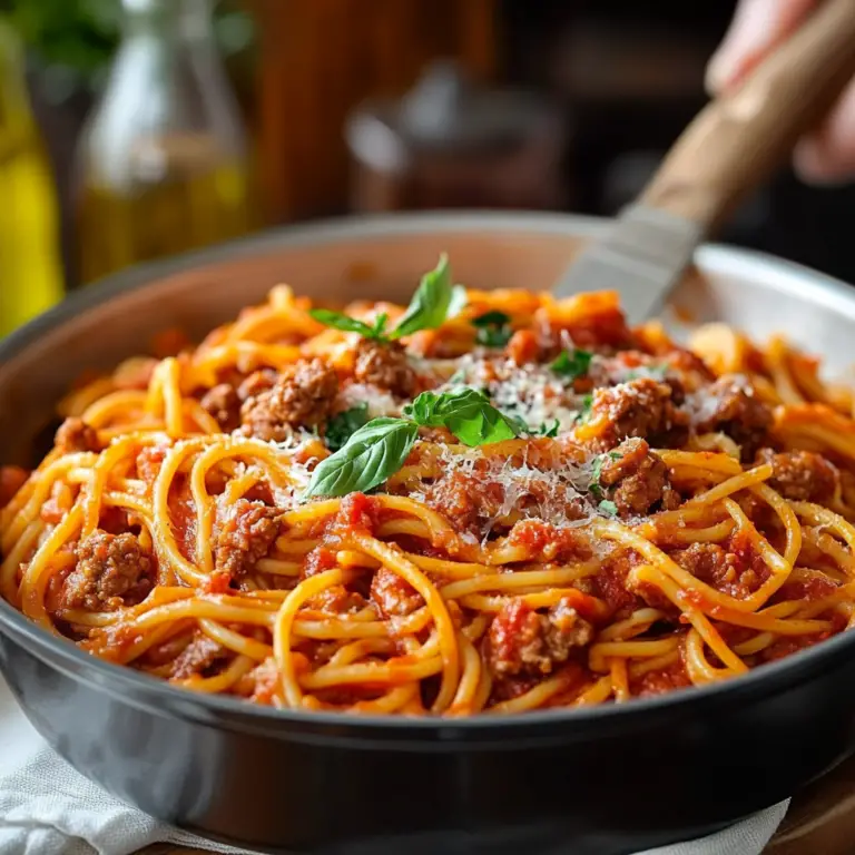 One Pot Spaghetti Dish Ready to Serve