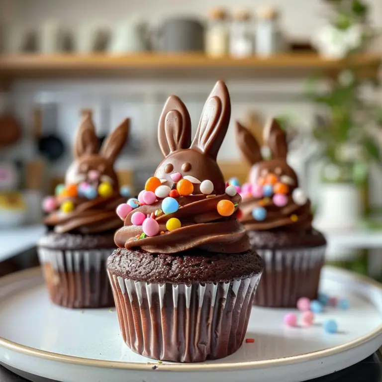 Delightful Easter Chocolate Bunny Surprise Cupcakes