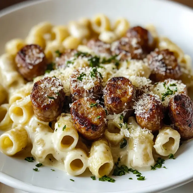 Delicious Garlic Butter Sausage with Creamy Parmesan Pasta