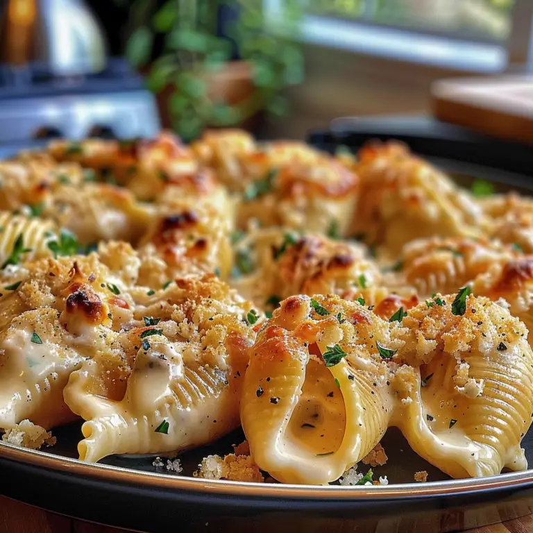 Garlic Butter Chicken Alfredo Stuffed Shells