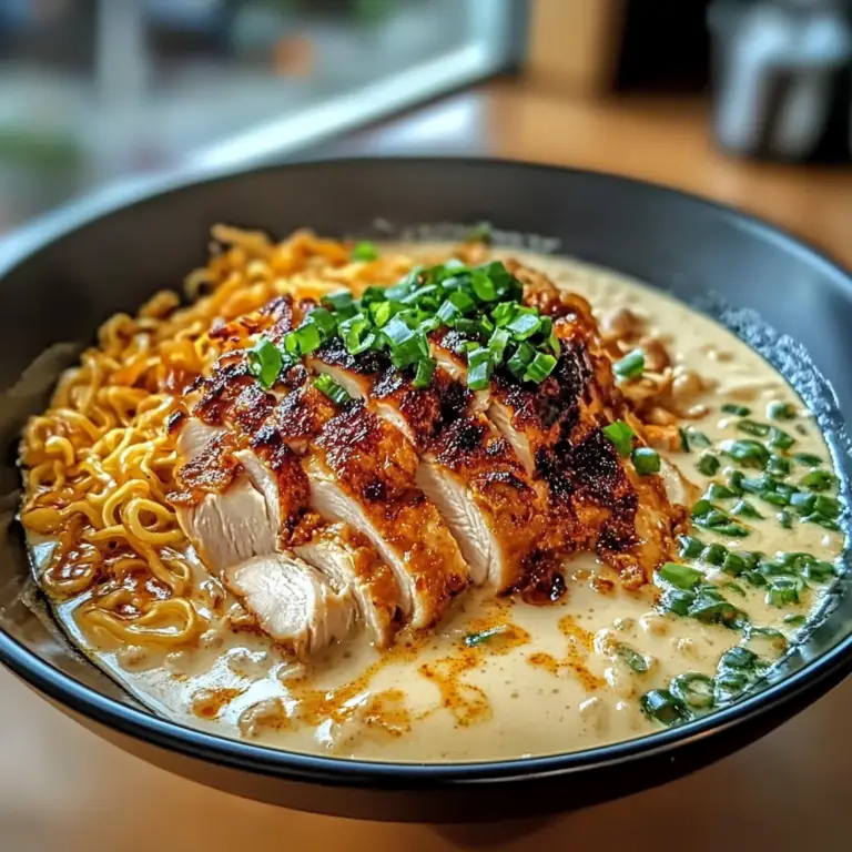 Fiery Chicken Ramen with Creamy Garlic Sauce