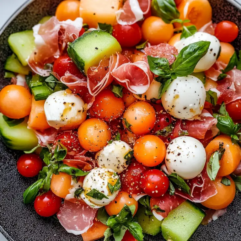 Caprese Melon Salad with Prosciutto & Mozzarella