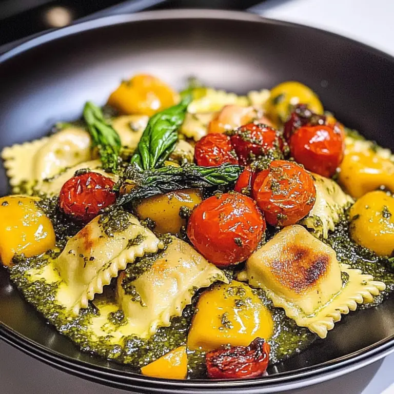 Chicken Ravioli with Pesto and Veggies