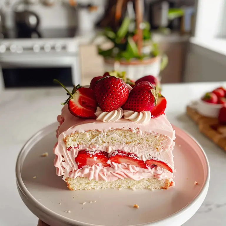 Strawberry Cream Layer Cake Recipe