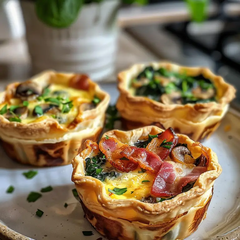 Mini Quiche Trio: Spinach, Mushroom, Bacon