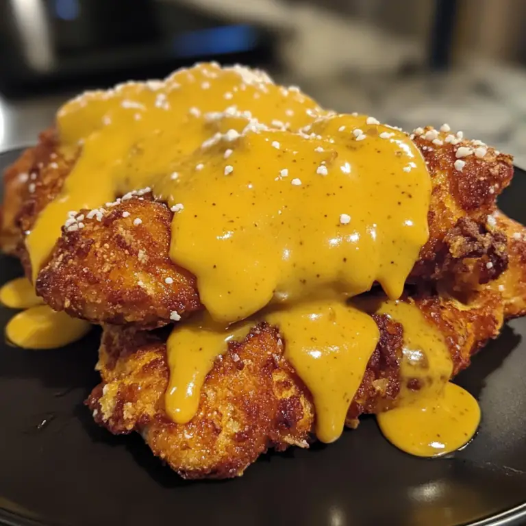 Pretzel Chicken with Mustard-Cheddar Sauce