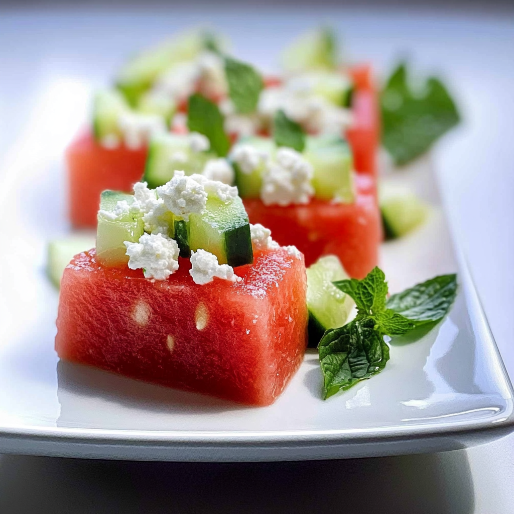 Watermelon Cucumber Feta Cups