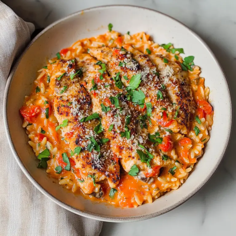 One Pan Creamy Tomato Chicken Orzo