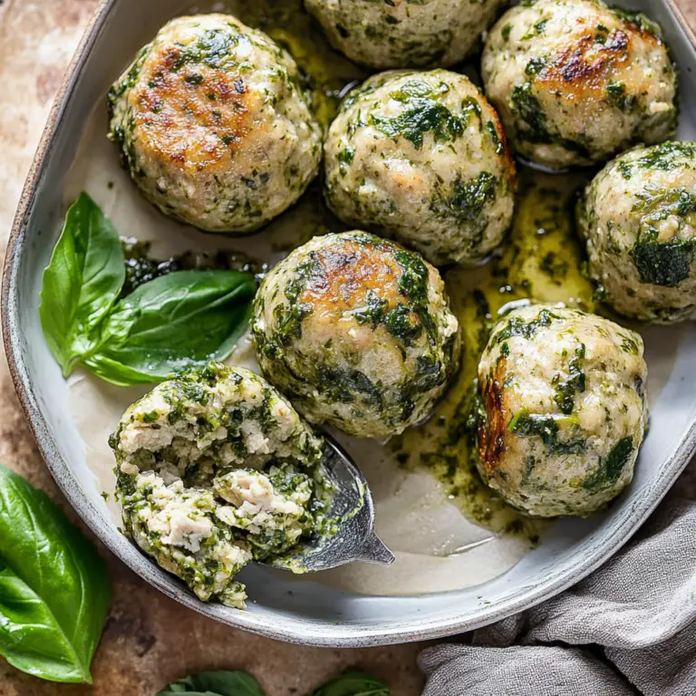 Baked Pesto Spinach Turkey Meatballs