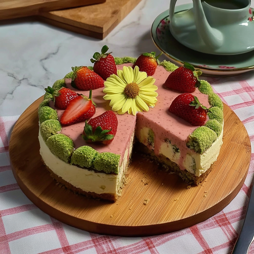 Strawberry Matcha Basque Cheesecake