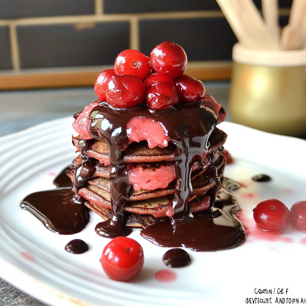 Chocolate Covered Cherry Pancakes