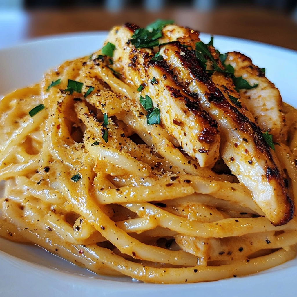Cajun Chicken over Creamy Parmesan Linguine