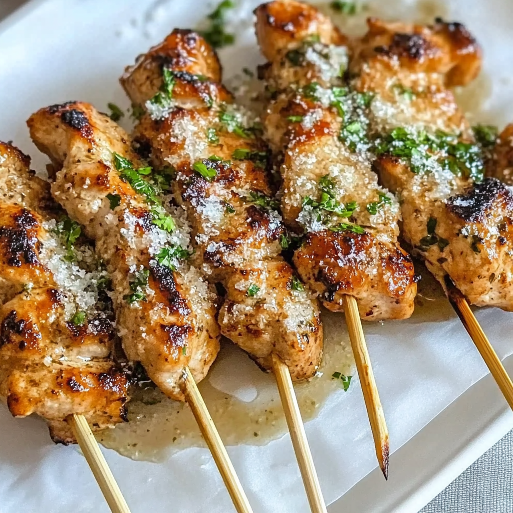 Grilled Ranch Garlic Parmesan Chicken Skewers