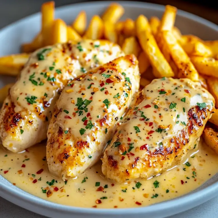 Creamy Garlic-Parmesan Chicken Fillet with Fries