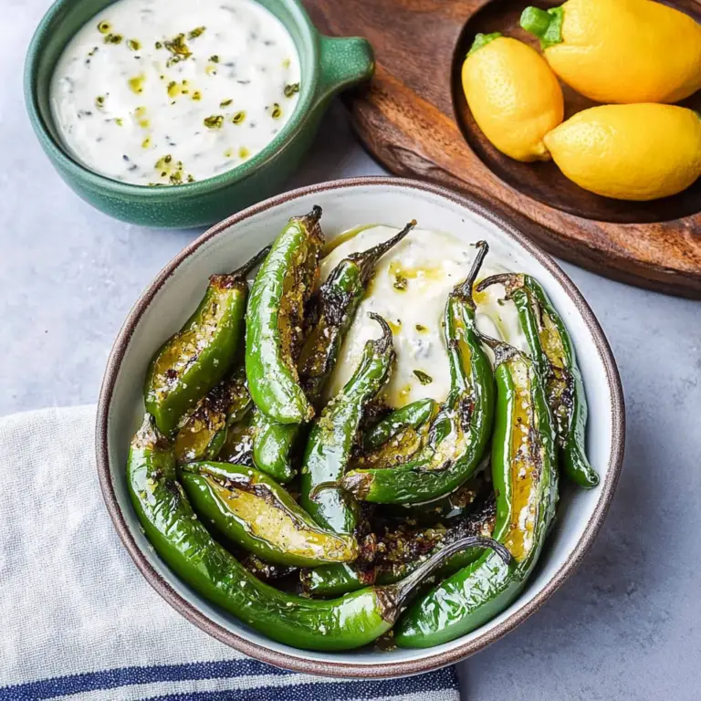 Air Fryer Shishito Peppers with Lemon Aioli
