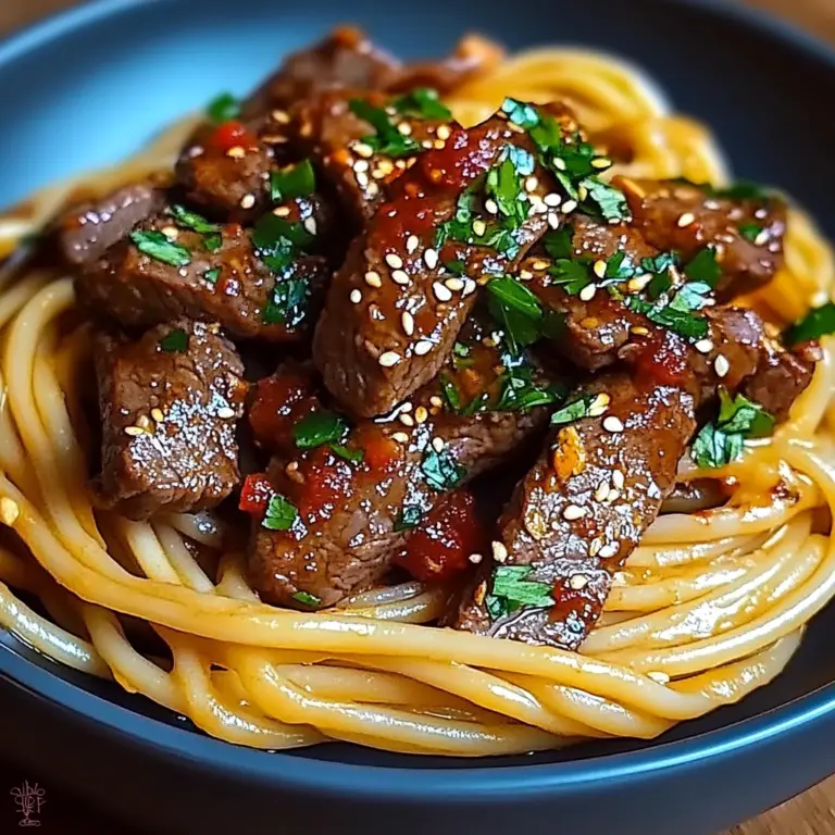 Sweet and Spicy Garlic Steak Pasta