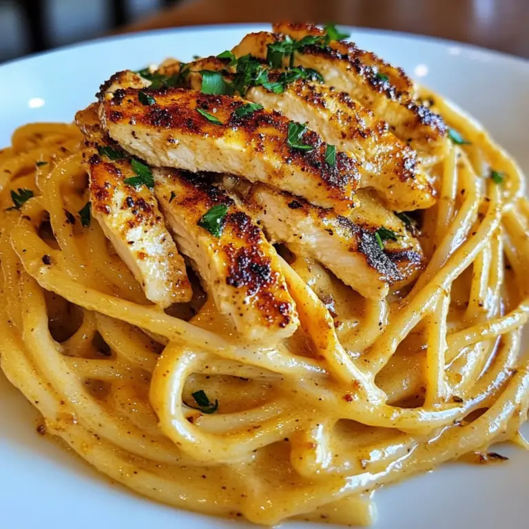Cajun Chicken over Creamy Parmesan Linguine