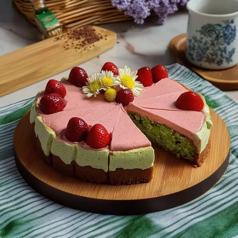 Strawberry Matcha Basque Cheesecake