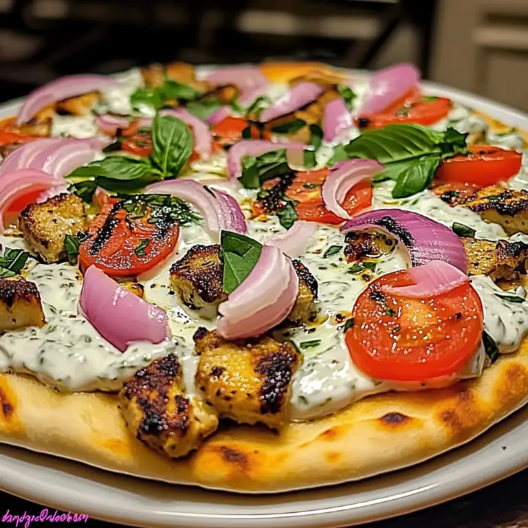 Gyro Pizza with a Tzatziki Drizzle