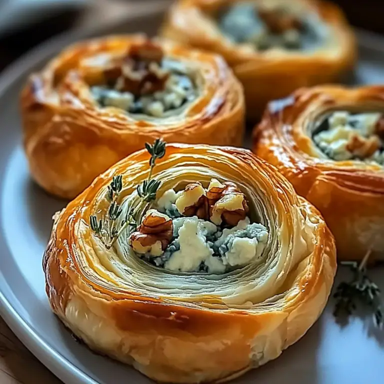 Blue Cheese Walnut Thyme Puff Pastry Twirl