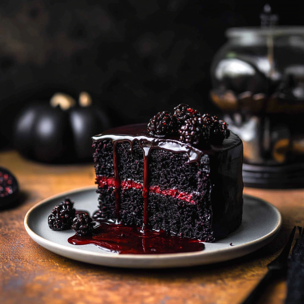 Spooky Black Velvet Halloween Cake