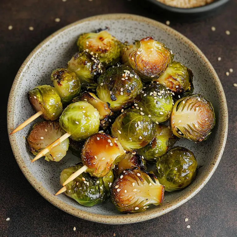 Miso Glazed Brussels Sprout Skewers