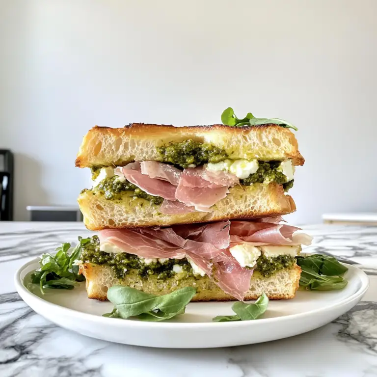 Pesto Focaccia Sandwich with Prosciutto