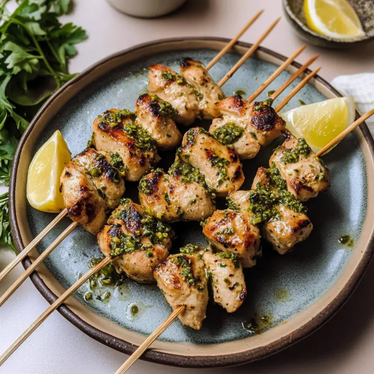 Pistachio Butter Chicken Kabobs