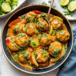Basil Ginger Meatballs In Coconut Red Curry Sauce