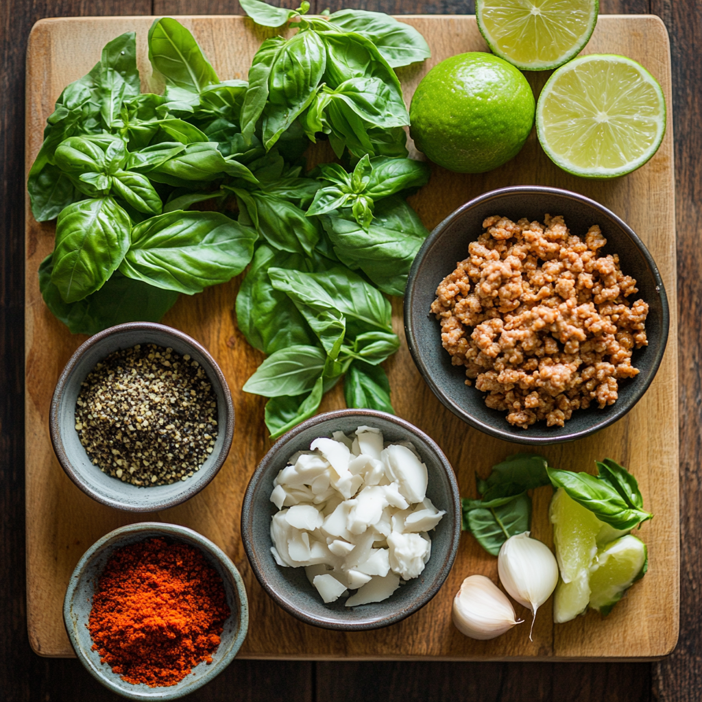 Basil Ginger Meatballs In Coconut Red Curry Sauce ingredients