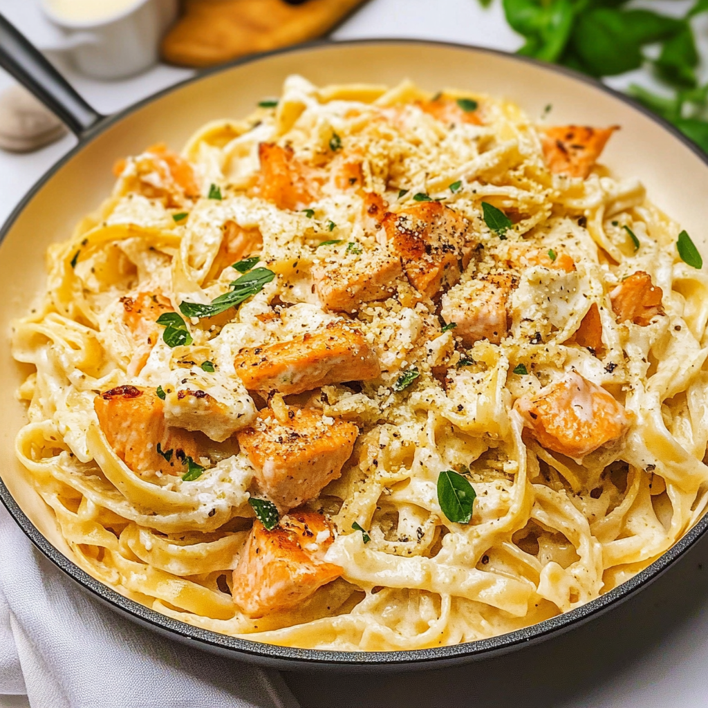 Easy Salmon Pasta with Creamy Labneh Sauce