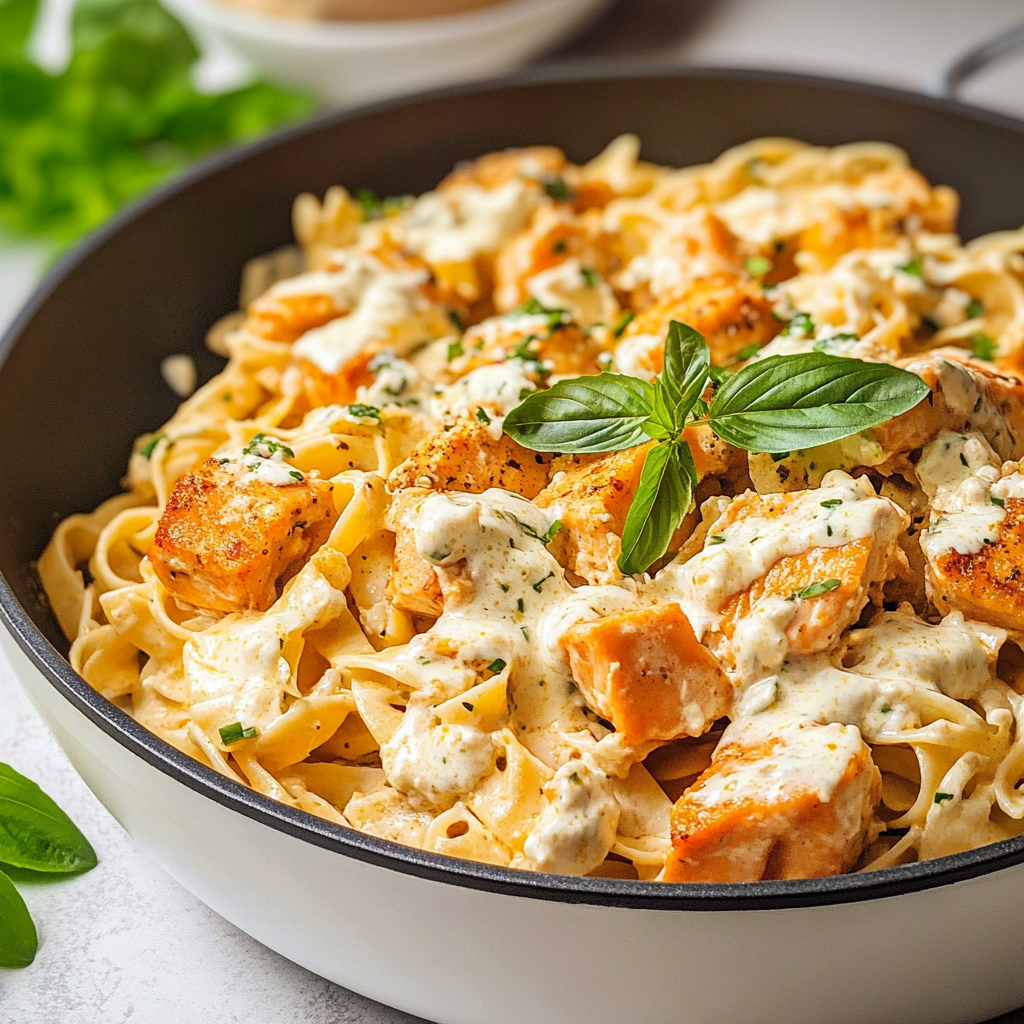 Easy Salmon Pasta with Creamy Labneh Sauce