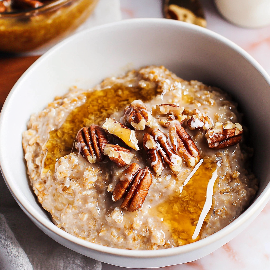 Maple Brown Sugar Oatmeal with Maple Pecans