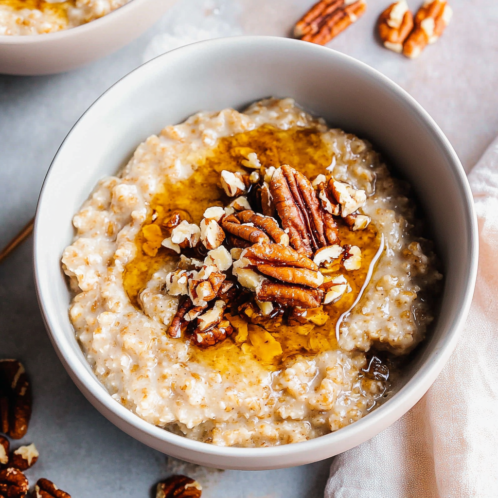 Maple Brown Sugar Oatmeal with Maple Pecans