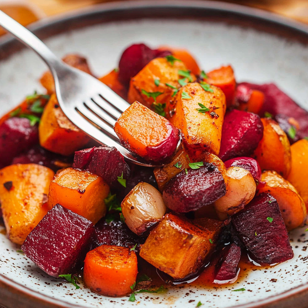 Maple Roasted Beets and Carrots