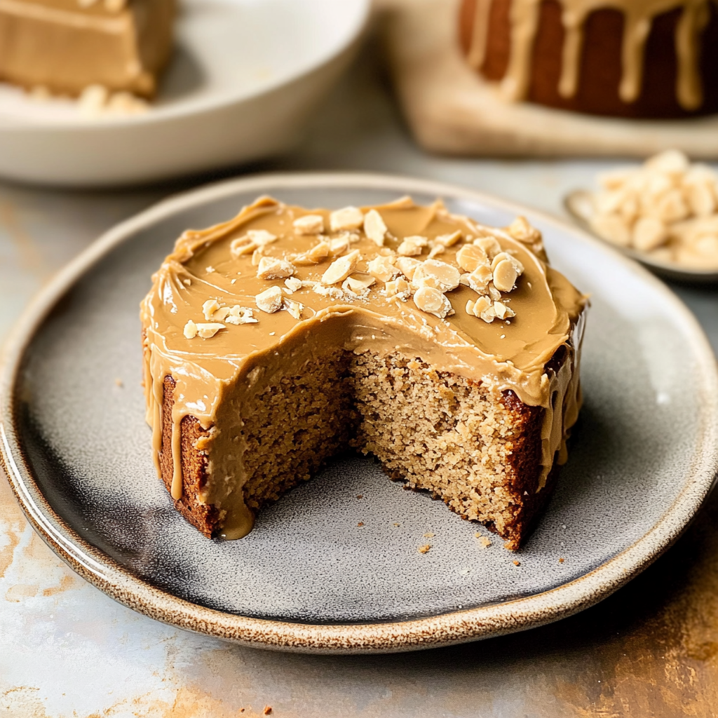 Moist Peanut Butter Banana Cake with Caramel Icing