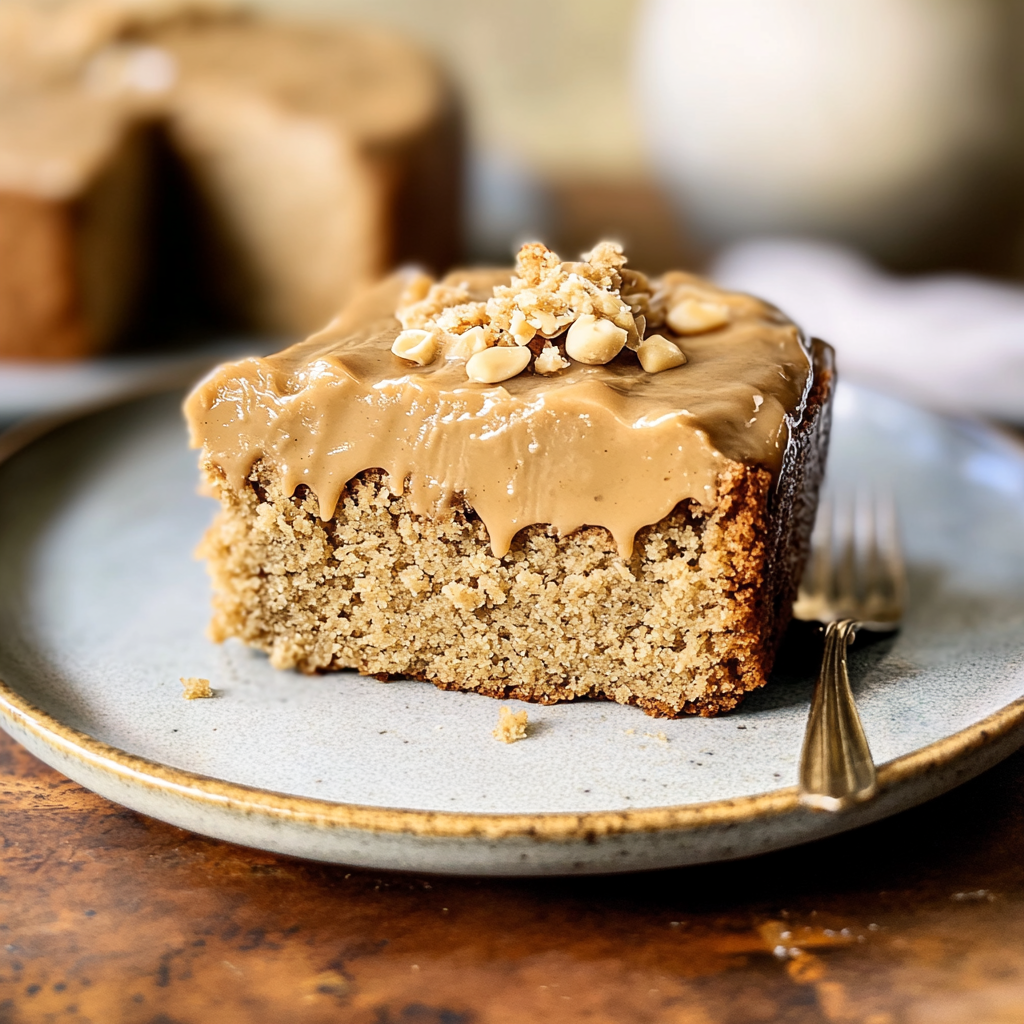 Moist Peanut Butter Banana Cake with Caramel Icing