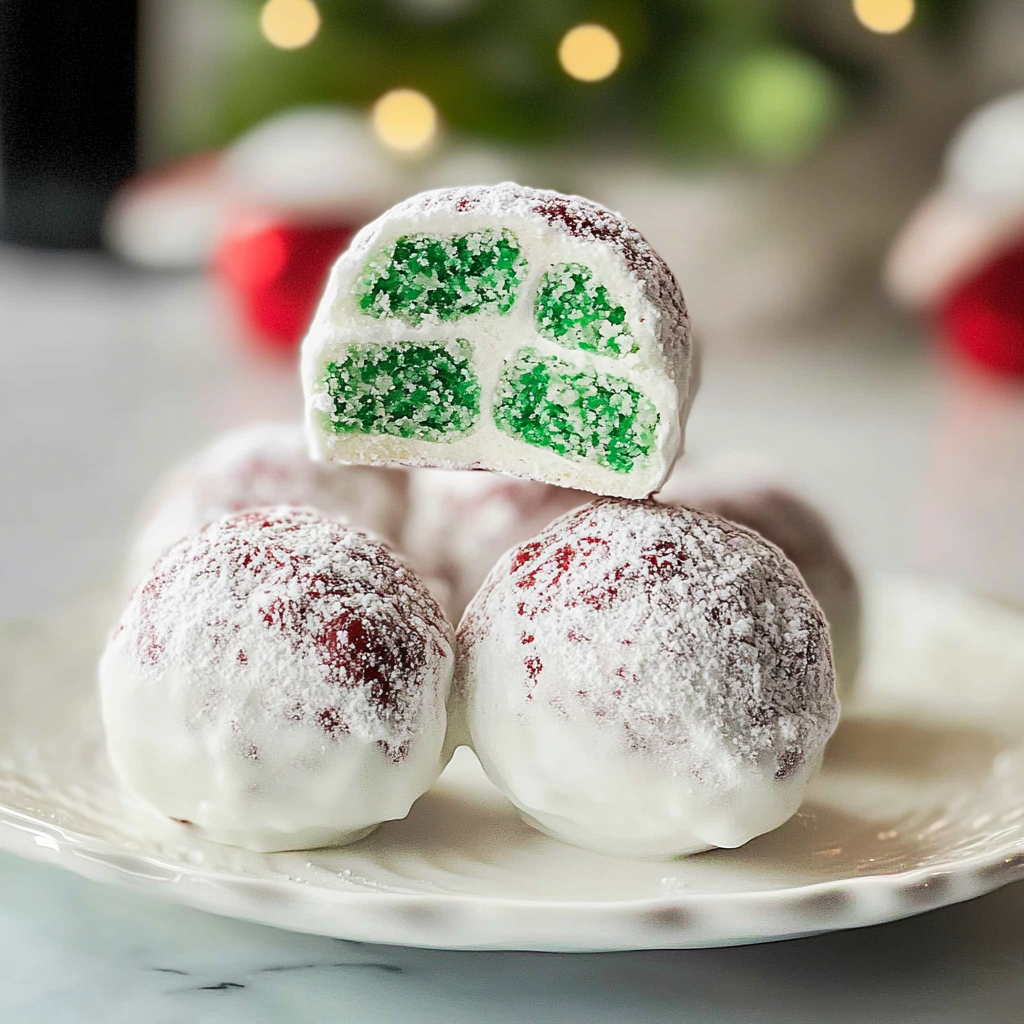 Peppermint Snowball Cookies