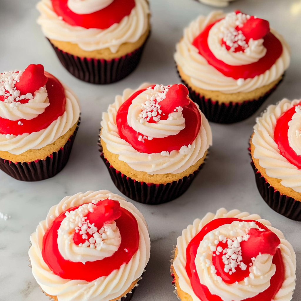 Santa Hat Cupcakes
