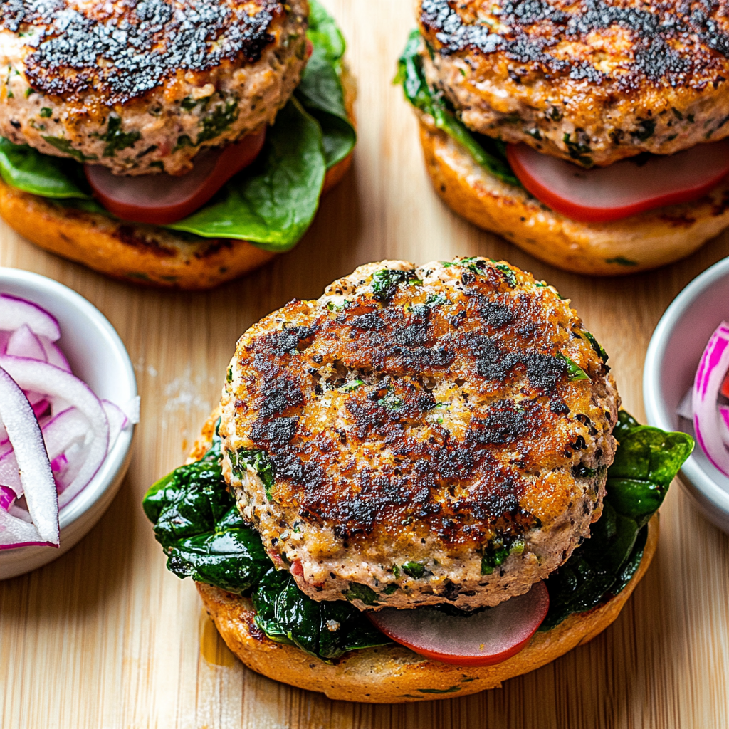 Spinach Feta Turkey Burgers