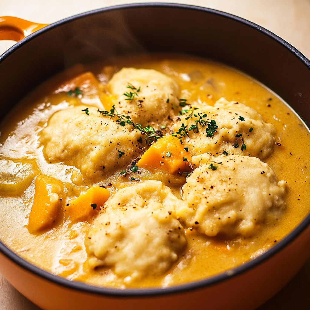 Turkey Soup with Sweet Potato Dumplings