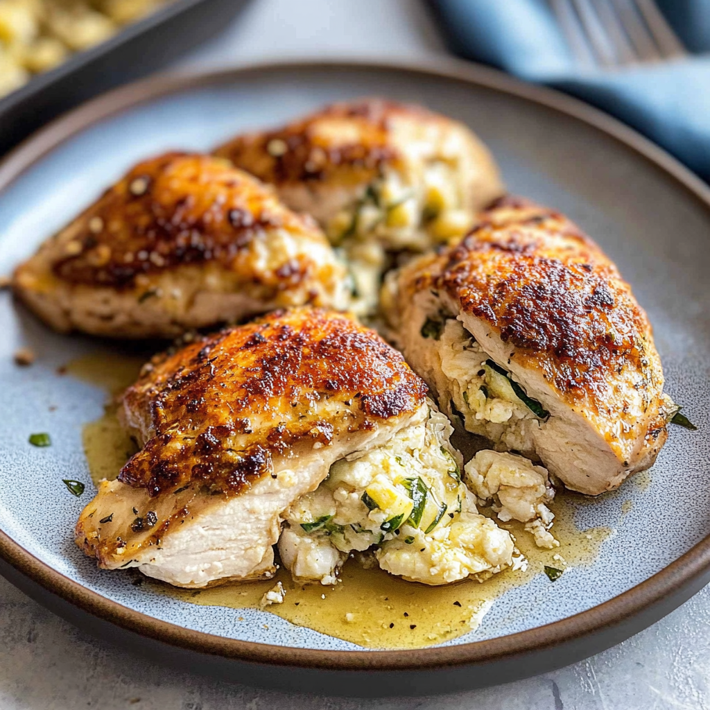 Zucchini Feta Stuffed Chicken