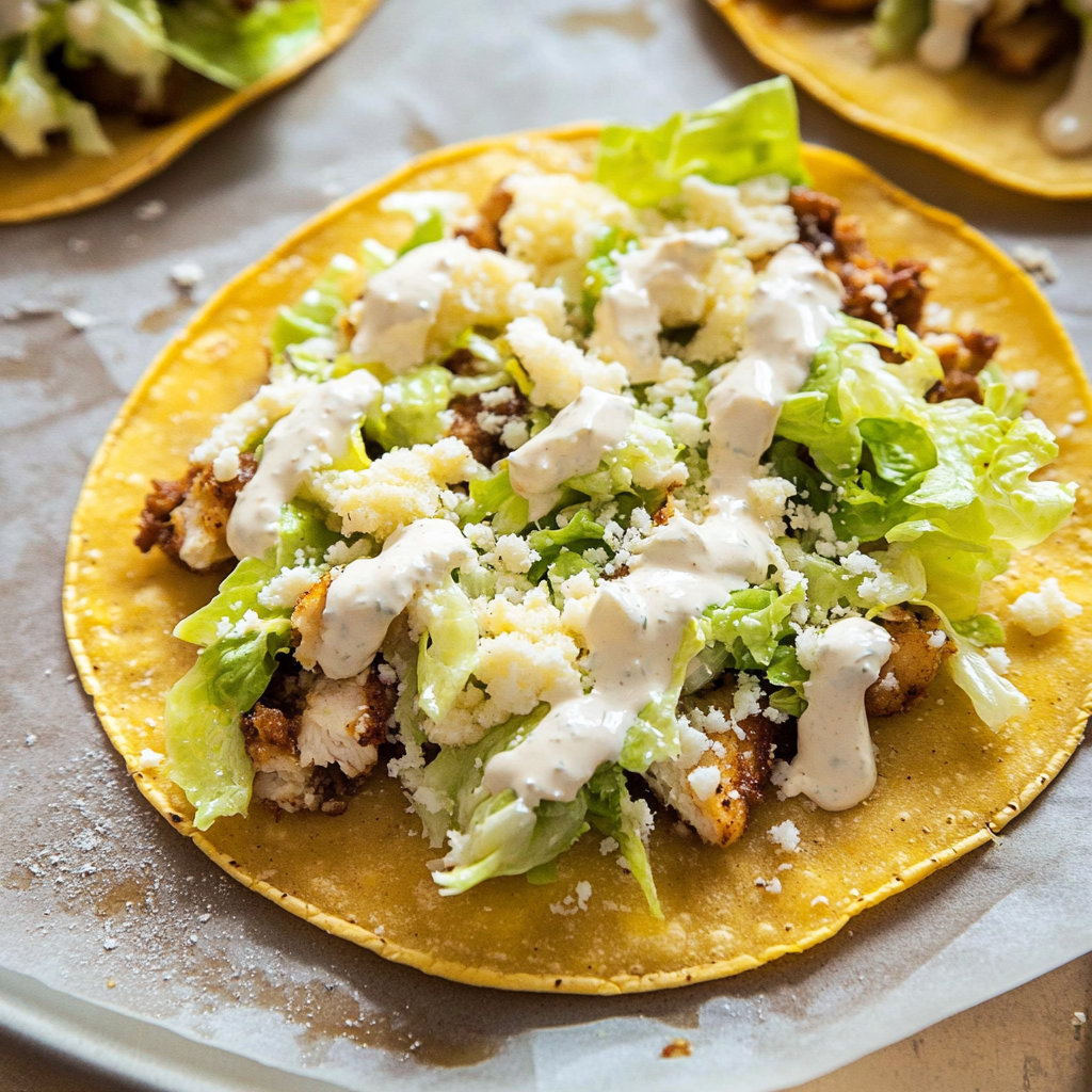 Chicken Caesar Smashed Tacos