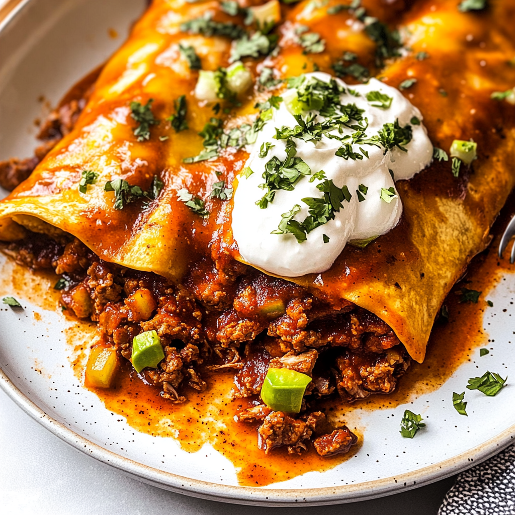 Beef Enchiladas with Red Sauce