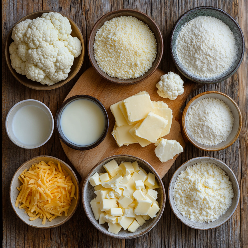 Cauliflower Mac and Cheese ingredients