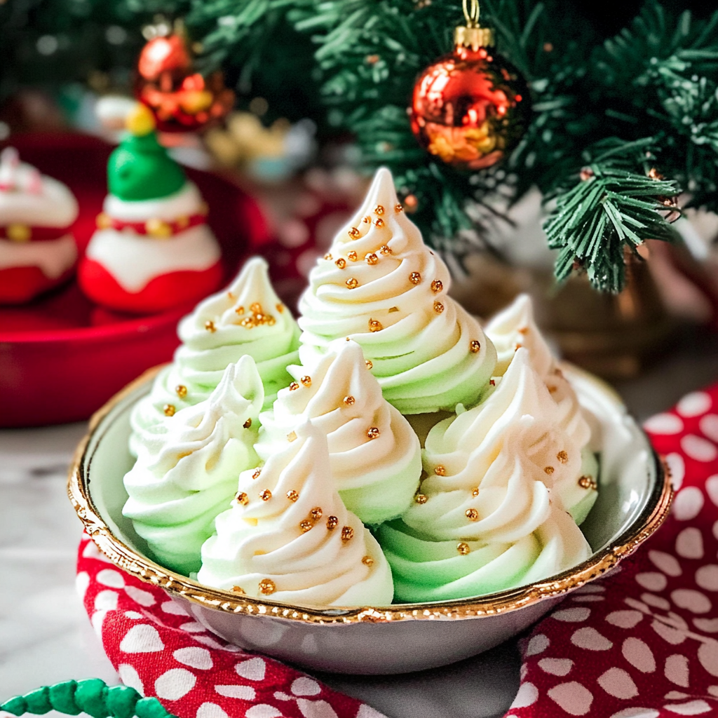 Christmas Tree Meringue Cookies