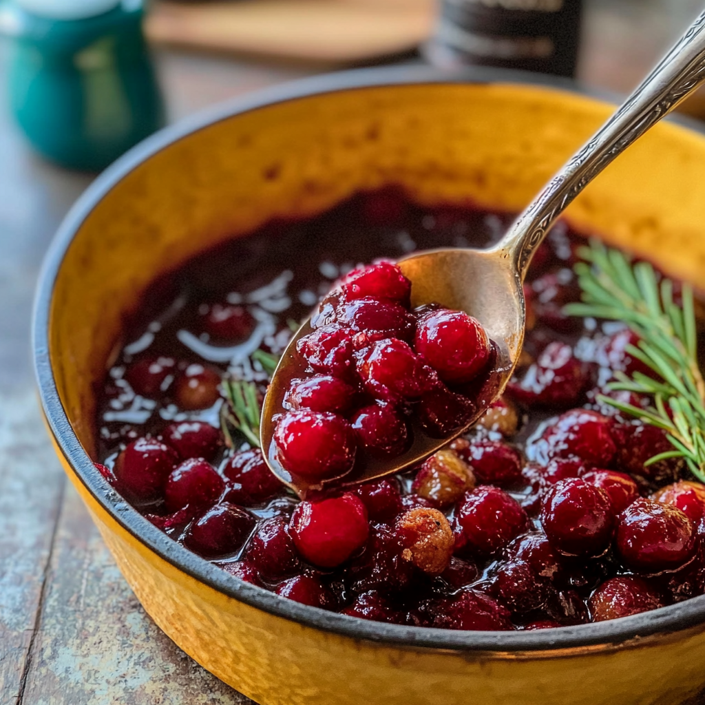 Honey Bourbon Cranberry Sauce