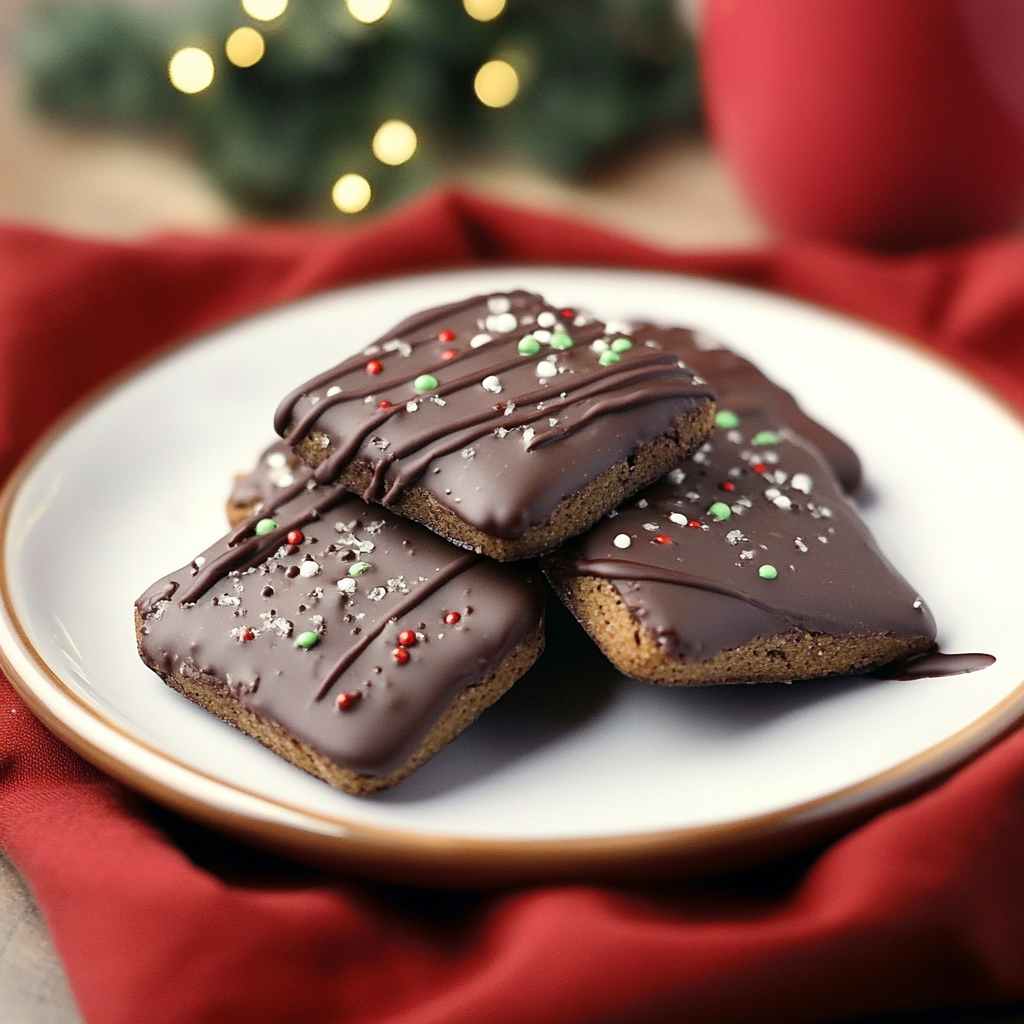Mint Chocolate Shortbread Cookies