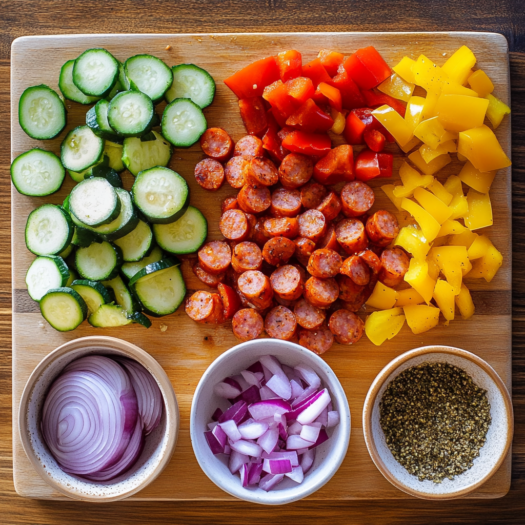 Sheet Pan Sausage and Veggies ingredients
