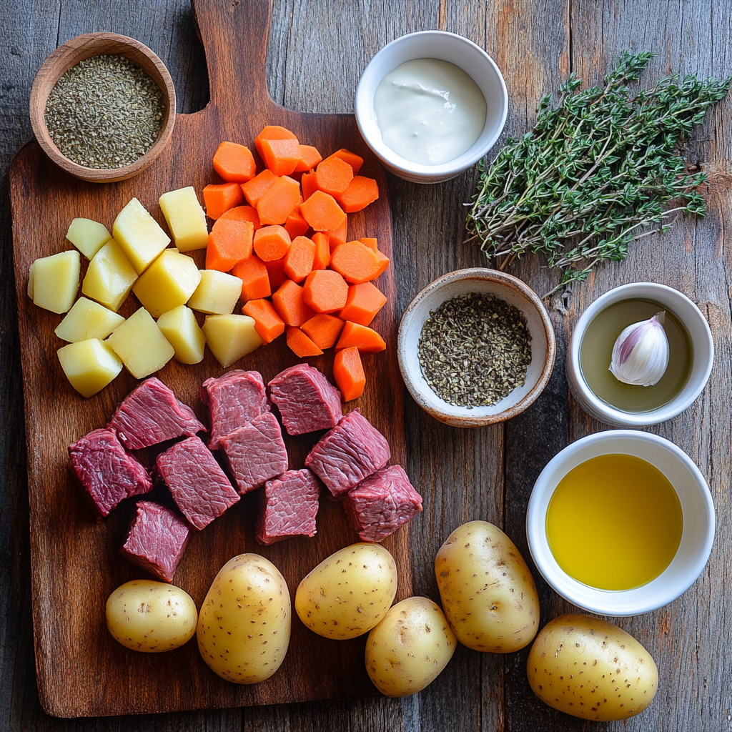 Stovetop Gluten-Free Beef and Vegetable Stew ingredients